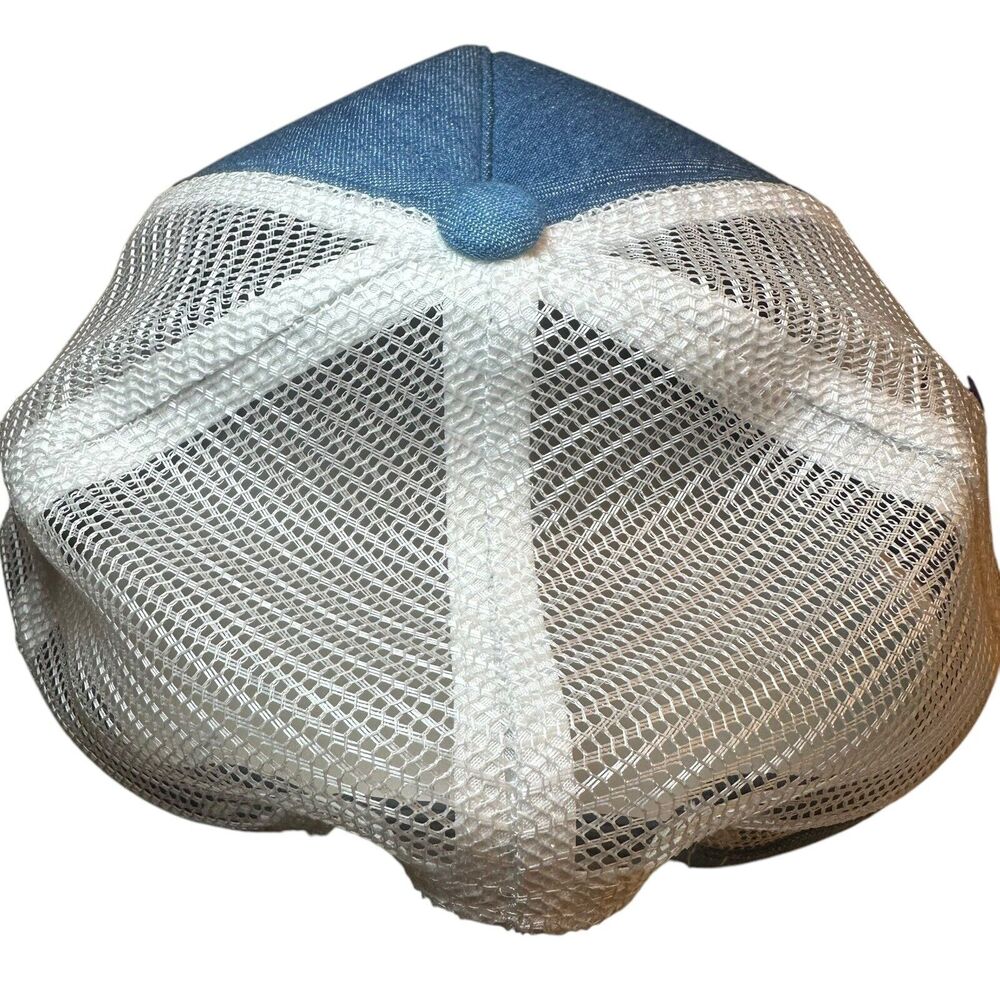 Adidas Snapback Foam Trucker Hat Cap Men's OSFM Blue Denim Look Y2K Hiphop - Picture 3 of 4